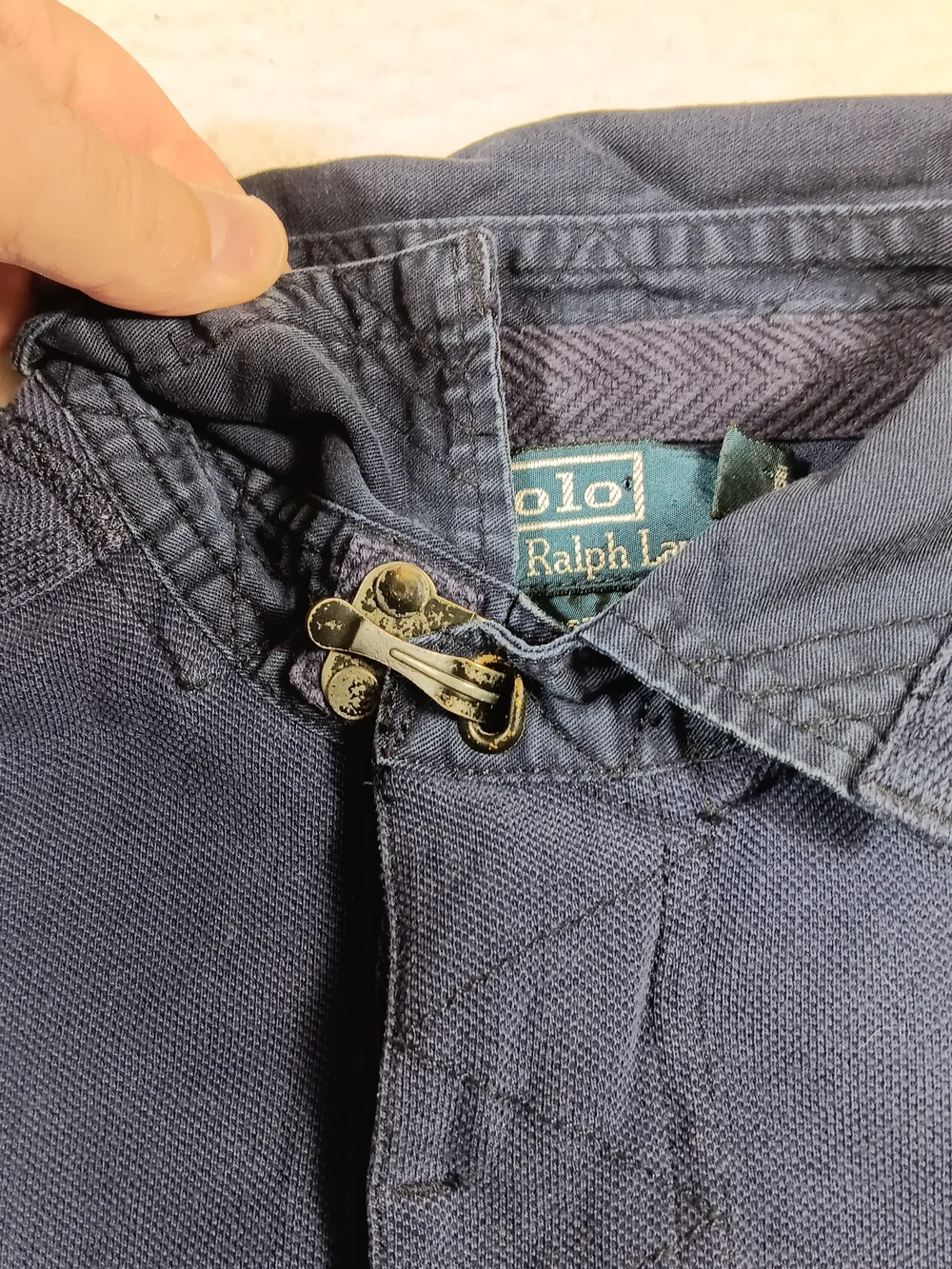 Vintage Polo Ralph Lauren Shirt Mens Medium Blue Rugby Pronged Snap Big Pony